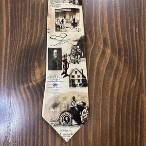 MUSEUM ARTIFACTS Tie Mens Silk 3.5x59.5 Benjamin Franklin Historic Print USA
